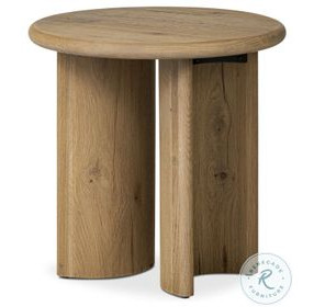 Paden Worn Oak Veneer Round End Table