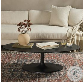 Simone Raw Black Oval Coffee Table