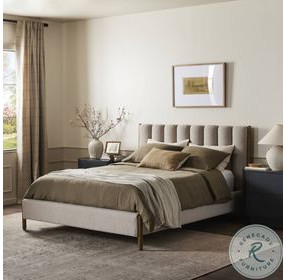 Emma Knoll Sand Performance Fabric King Upholstered Bed