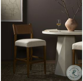 Ferris Thames Cream Performance Fabric Bar Stool