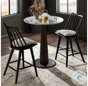 Lewis Black Oak Windsor Performance Fabric Counter Height Stool