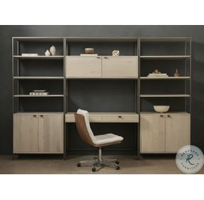 Trey Dove Poplar Modular Wall Desk With 2 Bookcases