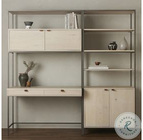 Trey Dove Poplar Modular Wall Desk With 1 Bookcase