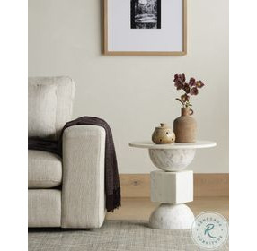 Neda Polished White Marble End Table