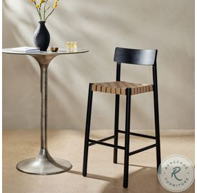 Heisler Almond Leather Blend Bar Stool