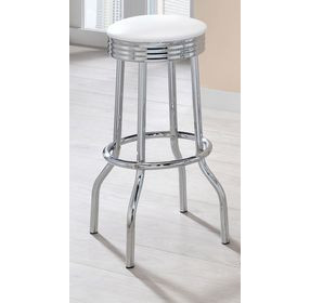 Theodore White And Chrome Upholstered Top Bar Stool Set of 2