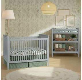 Modern Nursery Light Gray Convertible Crib