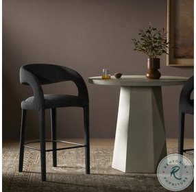 Hawkins FIQA Boucle Charcoal Performance Fabric Bar Stool