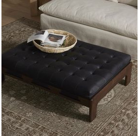 Halston Heirloom Black Leather Cocktail Ottoman