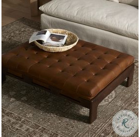 Halston Heirloom Sienna Leather Cocktail Ottoman