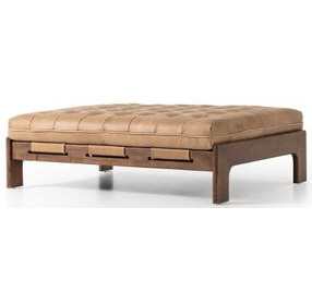 Halston Palermo Drift Leather Cocktail Ottoman