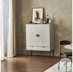 Cressida Ivory Painted Linen 2 Door Bar Cabinet