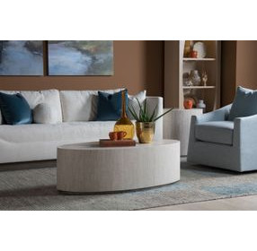 Cassio Creamy White Oval Travertine Top Cocktail Table