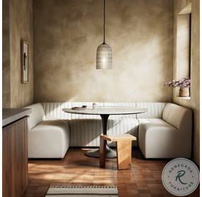 Augustine Capri Oatmeal Performance Fabric 106" U Shape Dining Banquette