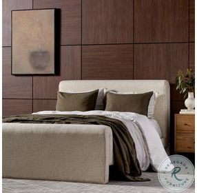 Mitchell Thames Cream Performance Fabric Queen Upholstered Bed