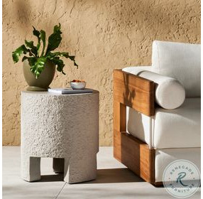 Kember Matte Stone Outdoor Round End Table