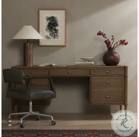 Toulouse Toasted Oak Veneer 7 Drawer Executive Desk
