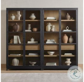 Millie Matte Black 4 Glass Door Double Cabinet