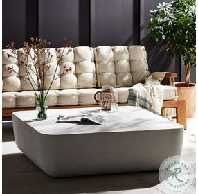 Basil Matte White Cast Aluminum Outdoor Square Coffee Table