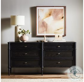 Toulouse Distressed Black 6 Drawer Dresser
