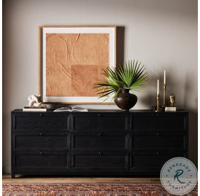 Millie Drifted Matte Black Veneer 9 Drawer Dresser