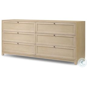 Millie Light Bleach Oak Veneer 6 Drawer Dresser