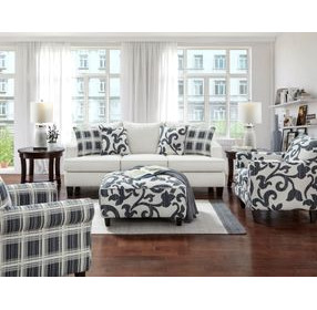 Truth or Dare Salt White Performance Fabric Accent Chair with Throw Pillows