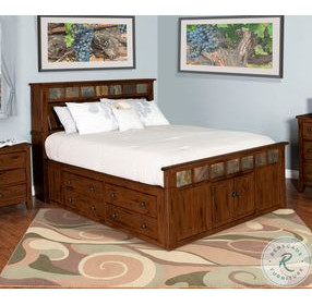 Maple Haze Dark Brown Eastern King Storage Platform Bed