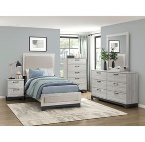 Westport White Oak and Gray Twin Upholstered Platform Bed