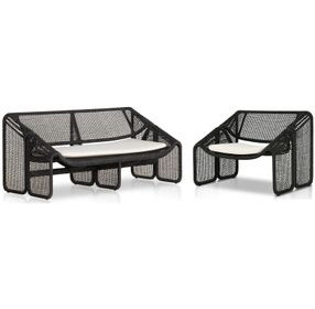 Selma Faux Black Hyacinth Outdoor Living Room Set