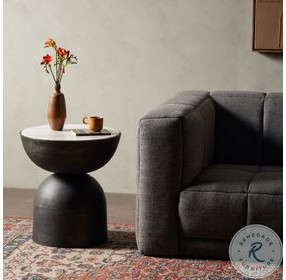 Corbett Creamy Taupe Marble Round End Table