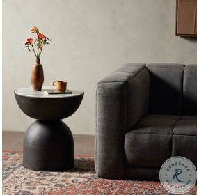 Corbett River Grey Marble Round End Table