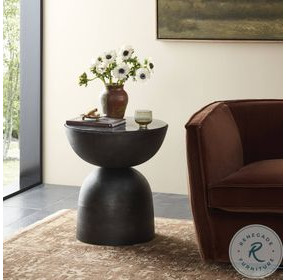 Corbett Polished Black Marble Round End Table
