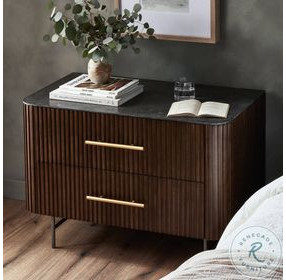 Fletcher Black Wash Mango and Black Cane Large 2 Drawer Nightstand