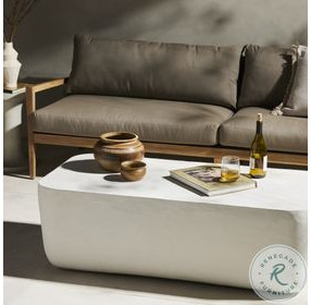 Basil Matte White Cast Aluminum Outdoor Rectangular Coffee Table