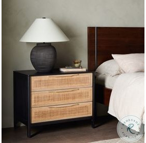 Sydney Black Wash Mango Large 3 Drawer Nightstand
