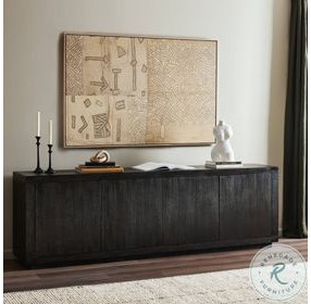 Warby Worn Black Veneer 4 Door Sideboard