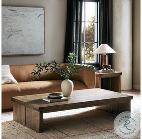 Warby Worn Oak Veneer Rectangular Coffee Table
