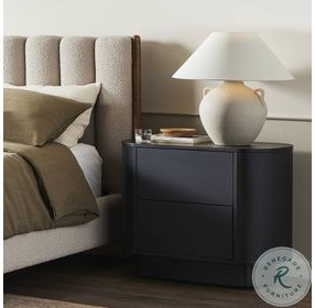 Paden Aged Black Acacia 2 Drawer Nightstand