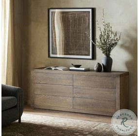 Warby Worn Oak Veneer 6 Drawer Dresser