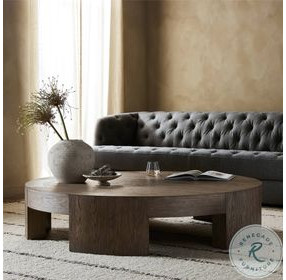 Sheffield Warm Natural Flat Oak Veneer Large Round Coffee Table
