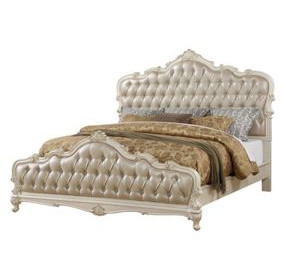 Chantelle Rose Gold and Pearl White Upholstered Panel Bedroom Set