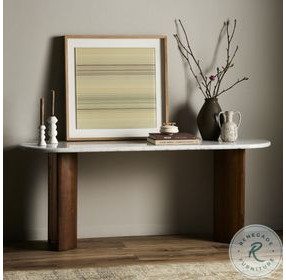 Paden Italian White Marble 78" Large Console Table