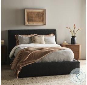 Quincy Lisbon Charcoal Performance Fabric Queen Upholstered Bed