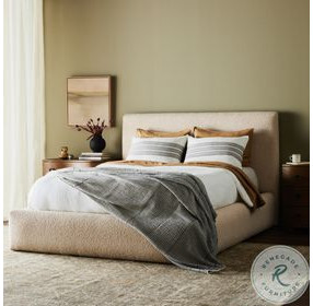 Quincy Lisbon Cream Performance Fabric King Upholstered Bed