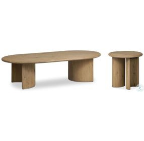 Paden Worn Oak Veneer Oval Occassional Table Set