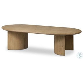 Paden Worn Oak Veneer Oval Coffee Table