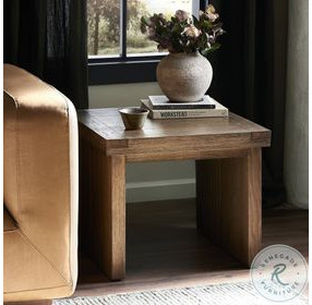 Warby Worn Oak Veneer Square End Table