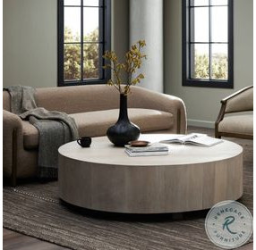 Hudson Ashen Walnut Large Round Occassional Table Set