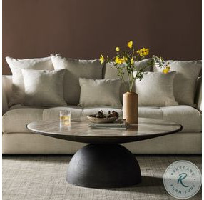 Corbett Creamy Taupe Marble Large Round Coffee Table
